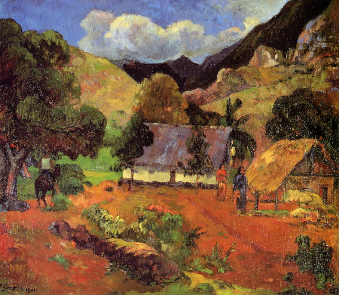 Landscape with Three Figures - Paul Gauguin Painting